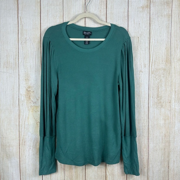 Wrangler Retro Women’s Lantern Sleeve Waffle Knit Top - Picture 1 of 5